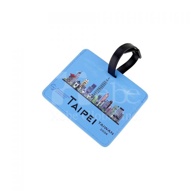 printed leather luggage tag