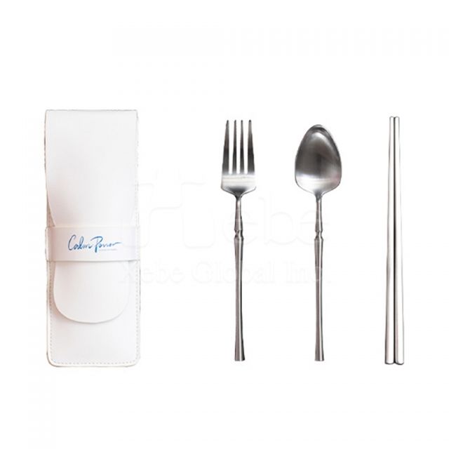 customized eco friendly cutlery set with leather cover