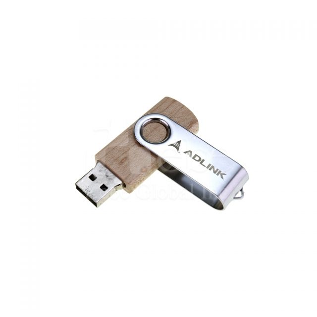 logo rotating wood grain flash drive