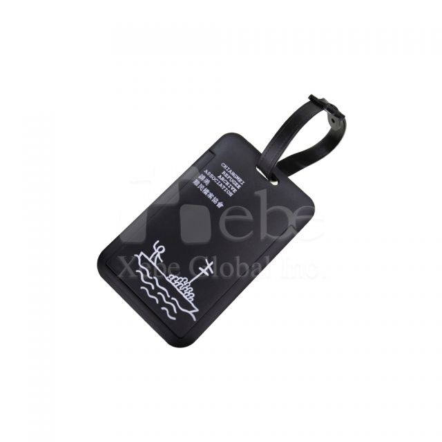 black luggage tag