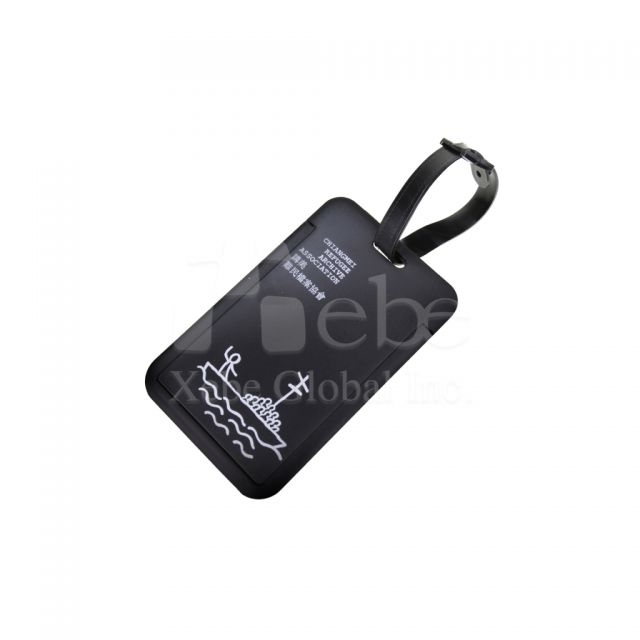 black luggage tag