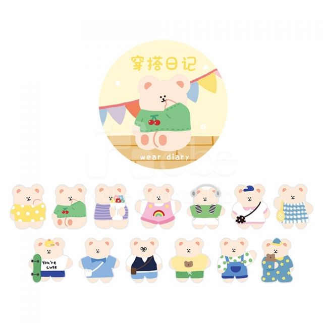 cute bear diary masking tape