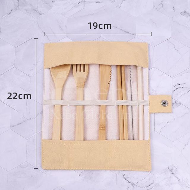 white cloth bag bamboo environmentally friendly tableware set