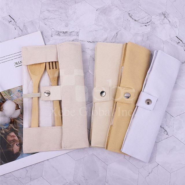 white cloth bag bamboo environmentally friendly tableware set
