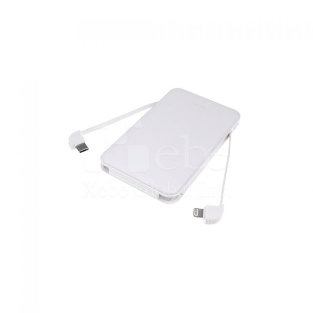 customized power bank with built in charging cable and printing