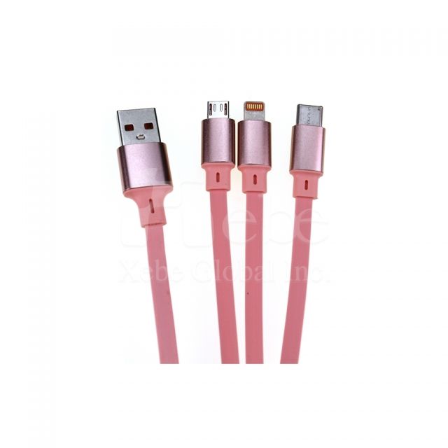 pink 4-in-1 retractable charging cable