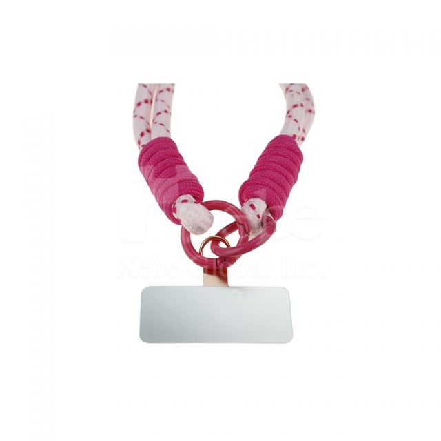 pink nylon cropped phone lanyard 