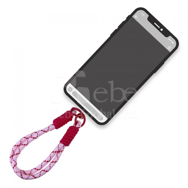 pink nylon cropped phone lanyard 