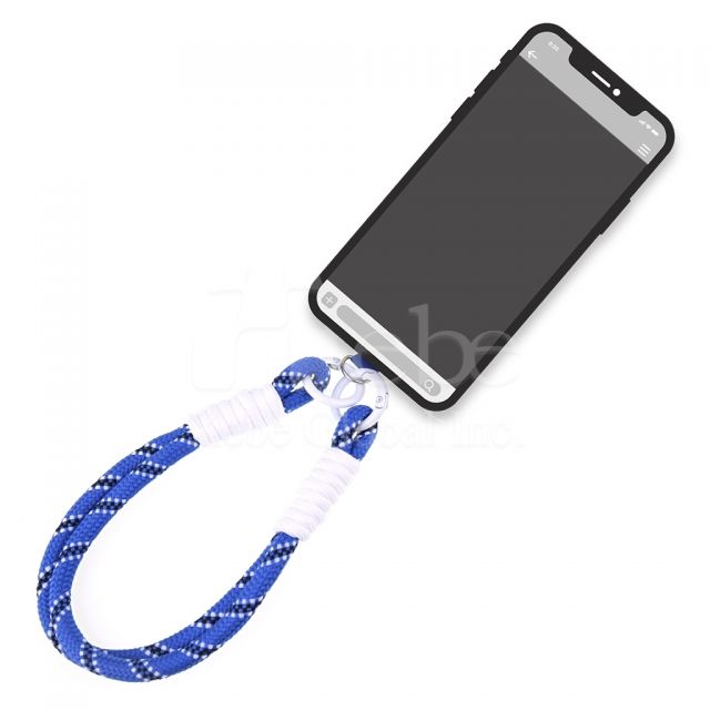customized blue nylon wrist lanyard 