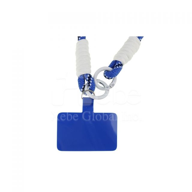 customized blue nylon wrist lanyard 