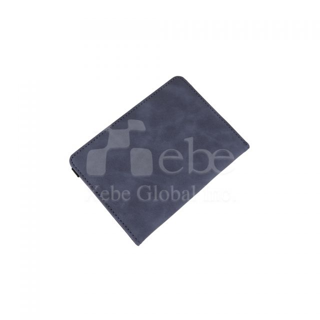 blue gray leather passport holder