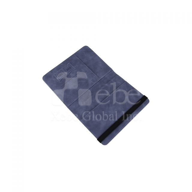 blue gray leather passport holder