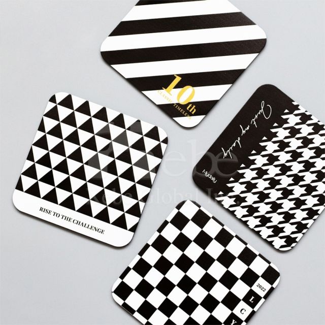 black and white striped coaster