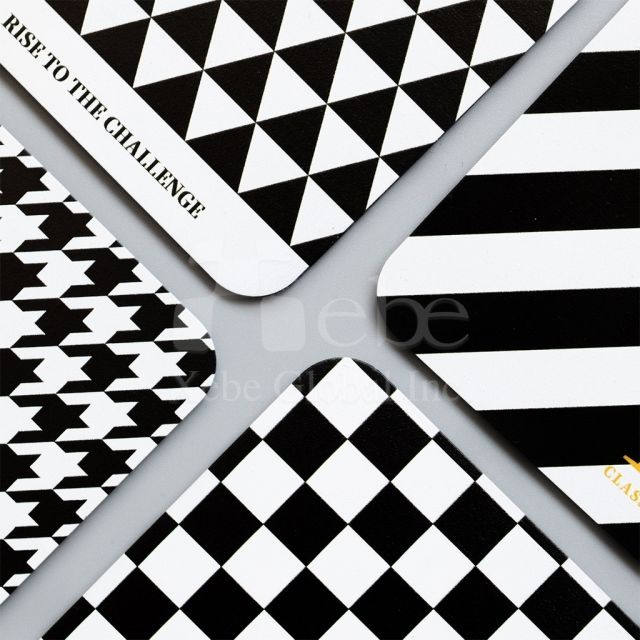 black and white striped coaster