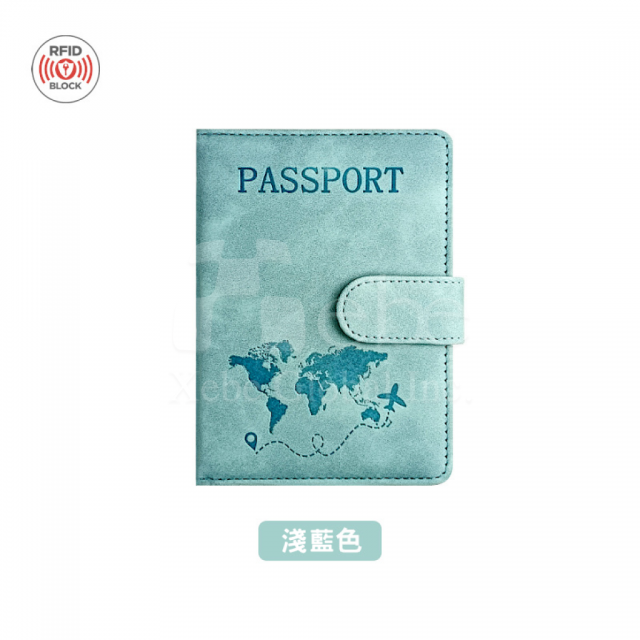 aqua blue map passport holder