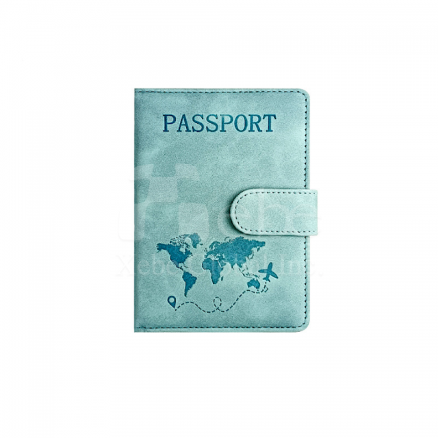 aqua blue map passport holder