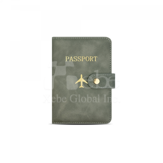 grey buckle custom passport holder