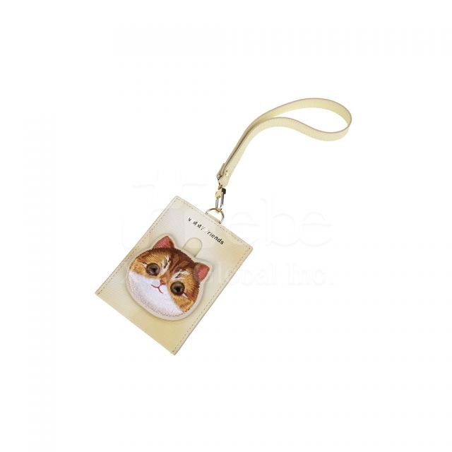 cat shaped dragging leather card holder