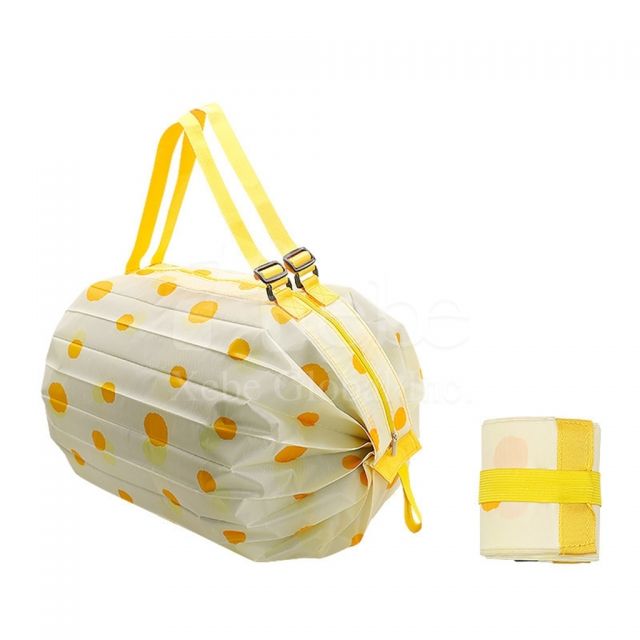 yellow dotted large capacity shopping bag