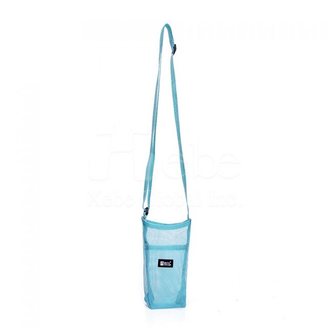 blue crossbody mesh drink bag