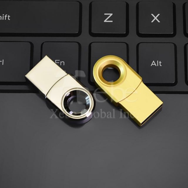 silver small circle mini flash drive