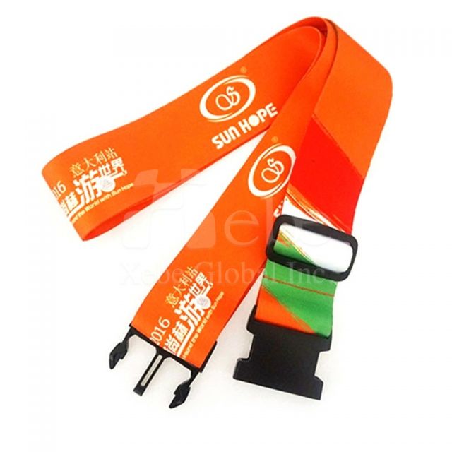 corporate logo orange luggage strap customization