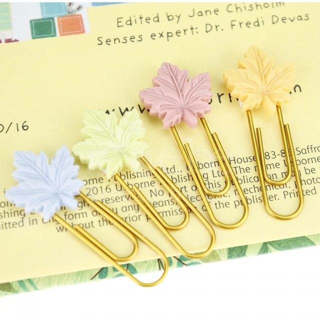maple leaf shaped paper clip bookmark