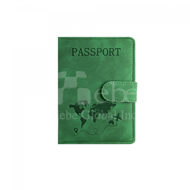 green pu leather custom passport case