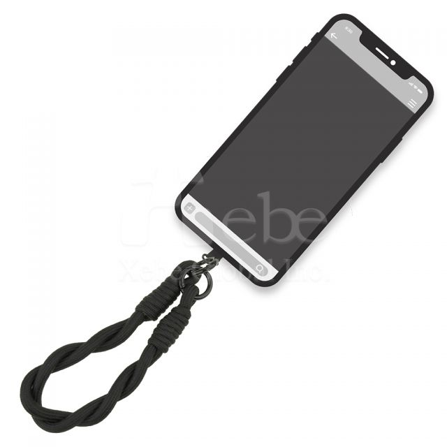 grey braided short phone lanyard