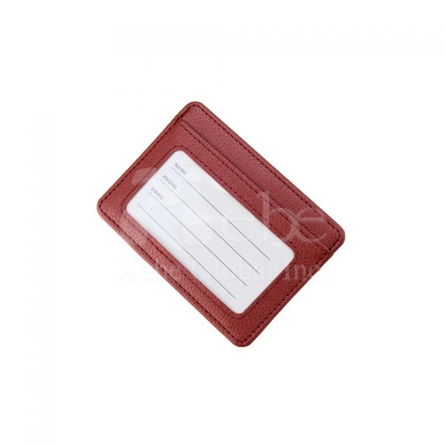 red leather business card holder