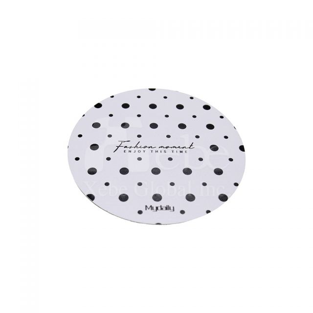 black and white polka dot coaster