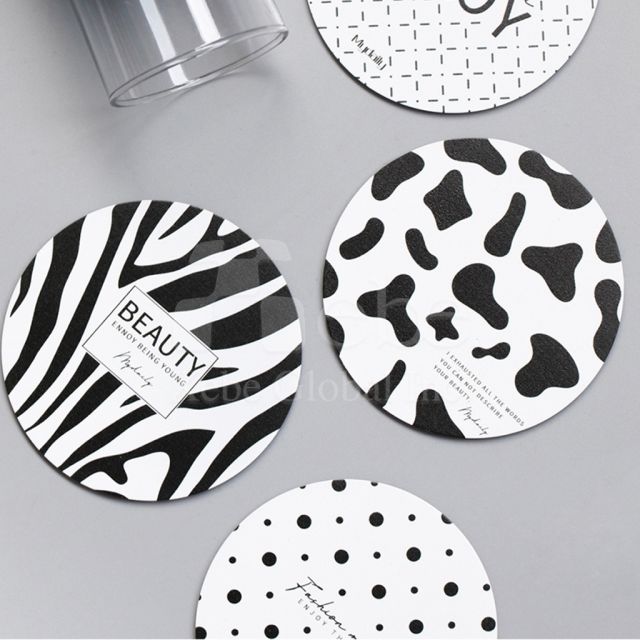 black and white polka dot coaster
