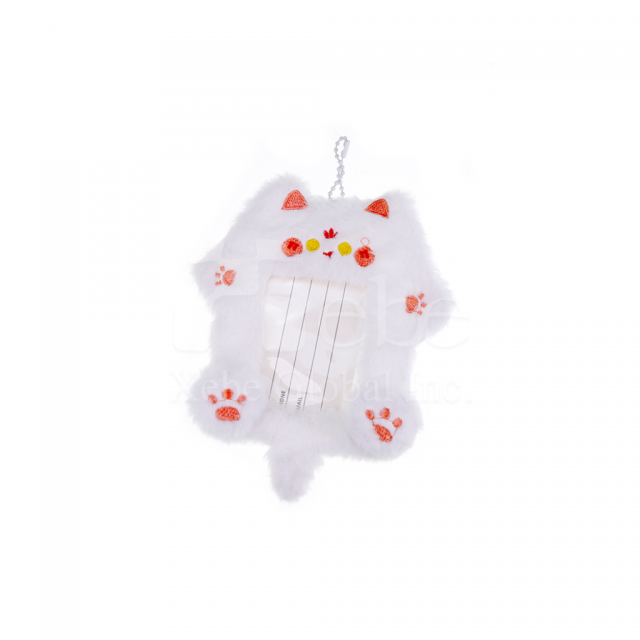 white cat shaped fluffy card holder