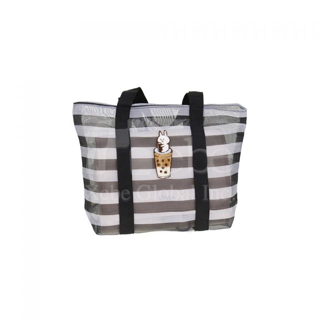 cute animal striped mesh tote bag