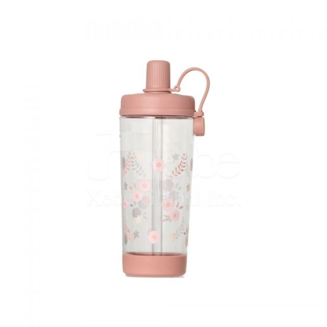 pink flower pattern straw cup