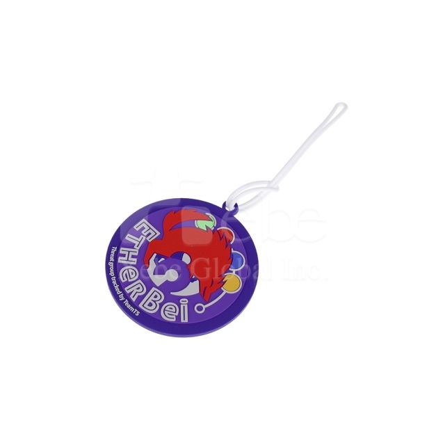 round purple luggage tag