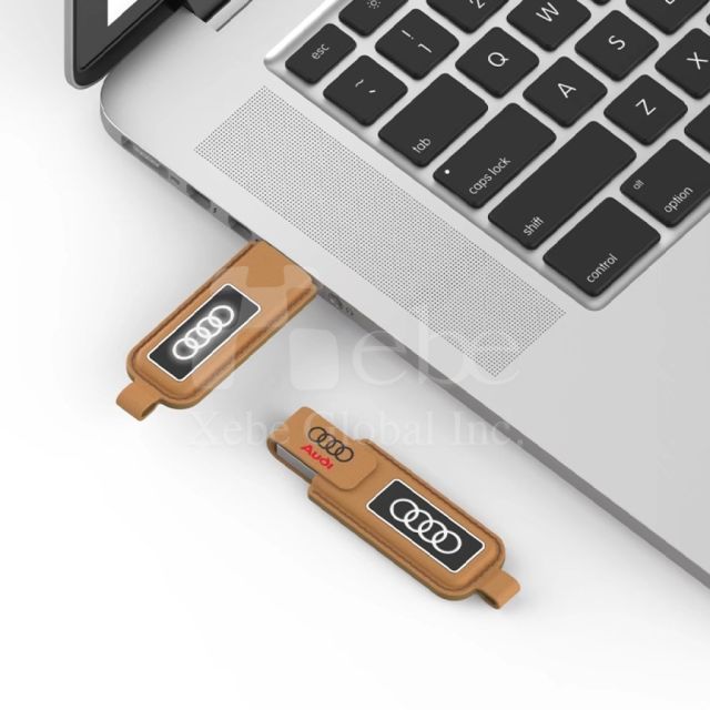 brand logo leather flash drive