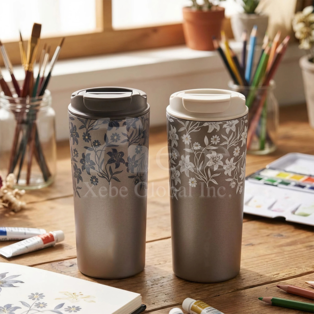 dark flower thermos cup customization