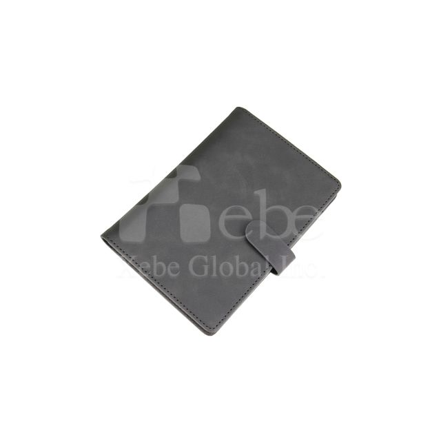 logo gray leather passport holder