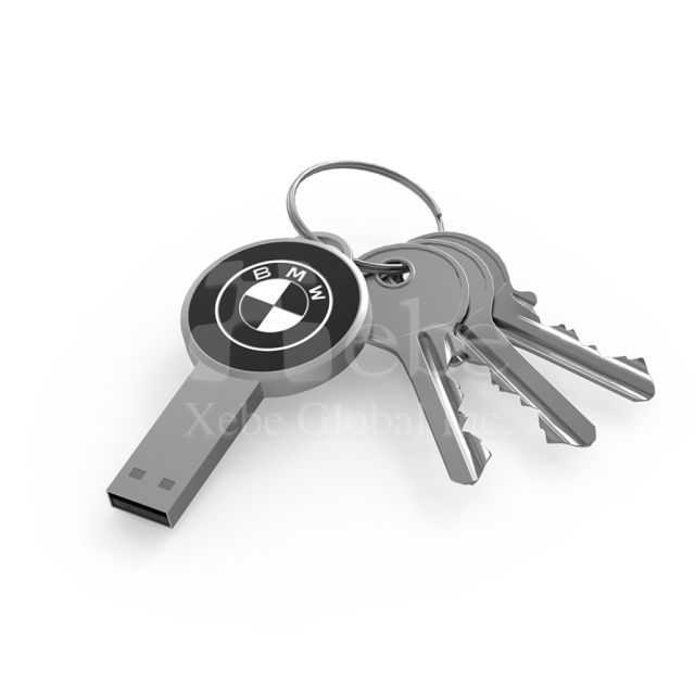 classic flash drive with a glowing keychain