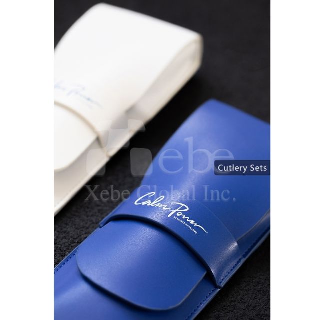 customizable eco friendly stainless steel leather cutleryset