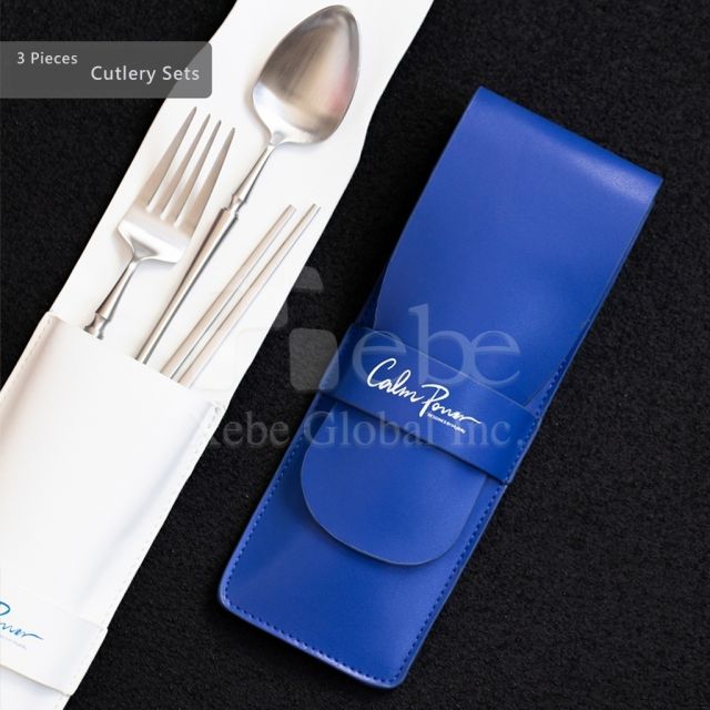 customizable eco friendly stainless steel leather cutleryset