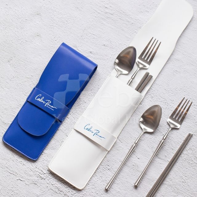customizable eco friendly stainless steel leather cutleryset
