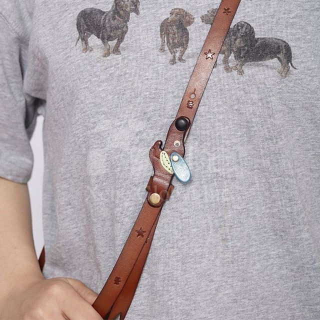customized leather puppy phone lanyard