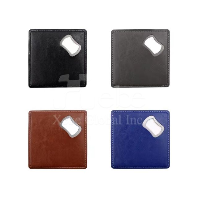 2 in 1 leather bottle opener coaster