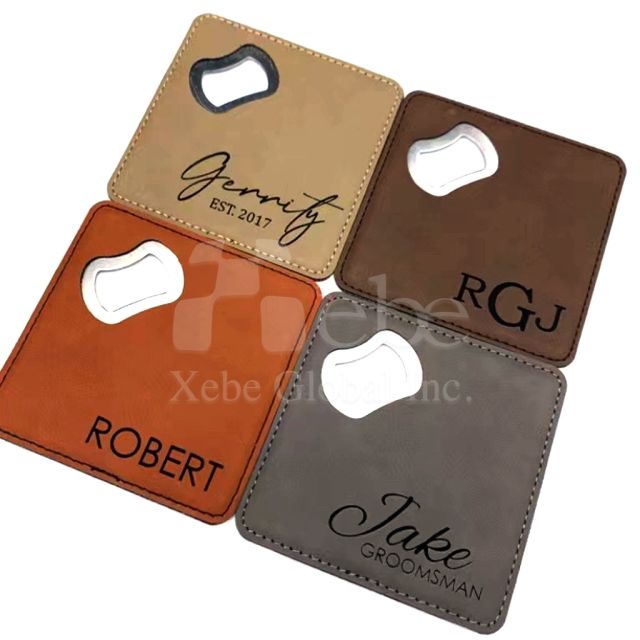 2 in 1 leather bottle opener coaster