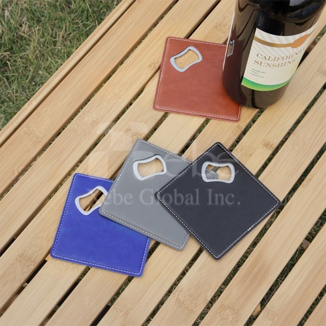 2 in 1 leather bottle opener coaster
