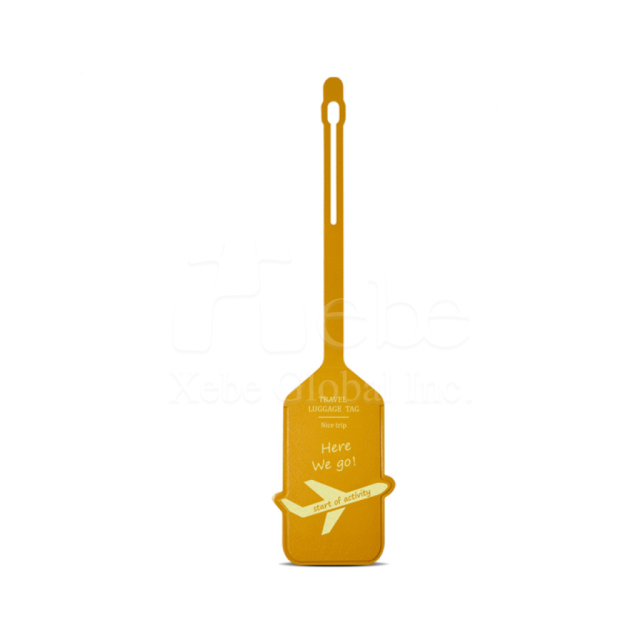 PU leather gold foil airplane luggage tag