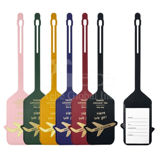 PU leather gold foil airplane luggage tag