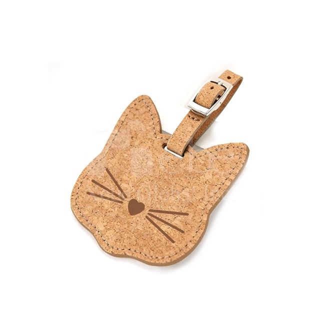 cat shaped luggage tag made from coffee grounds